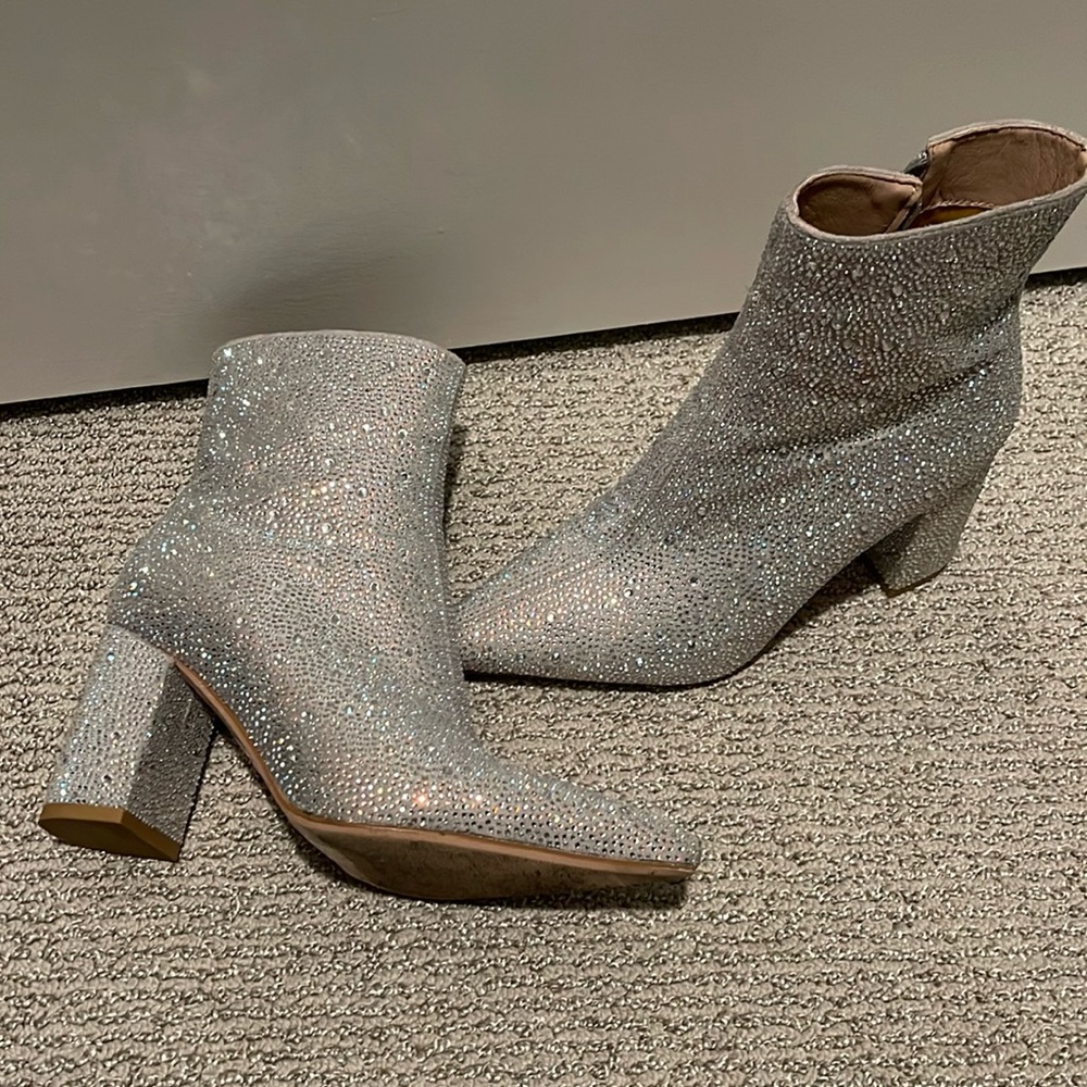 Silver Sparkle High Heel Booties